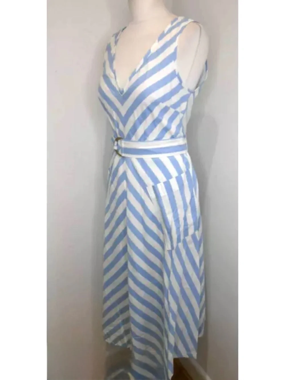 NWOT Kate Spade Sleeveless Striped Linen Cotton Blend Dress, Size 8